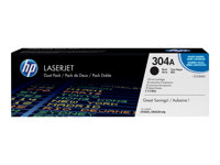 HP 304A - 2-pack - svart - original - LaserJet - tonerkassett (CC530AD) - för Color LaserJet CM2320fxi, CM2320n, CM2320nf, CP2025, CP2025dn, CP2025n, CP2025x CC530AD
