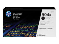 HP 504X - 2-pack - Lång livslängd - svart - original - LaserJet - tonerkassett (CE250XD) - för Color LaserJet CM3530, CM3530fs, CP3525, CP3525dn, CP3525n, CP3525x, CP3527, CP3529 CE250XD