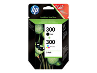 HP 300 - 2-pack - svart, färg (cyan, magenta, gul) - original - bläckpatron - för Deskjet D2680, F2420, F2430, F4213, F4580; Envy 100 D410, 11X D411; Photosmart C4670 CN637EE#301