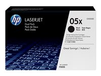 HP 05X - 2-pack - Lång livslängd - svart - original - LaserJet - tonerkassett (CE505XD) - för LaserJet P2054, P2055, P2056, P2057 CE505XD