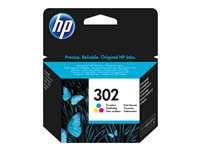 HP 302 - Färg (cyan, magenta, gul) - original - bläckpatron - för Deskjet 11XX, 21XX, 36XX; Envy 451X, 452X; Officejet 38XX, 46XX, 52XX F6U65AE#301