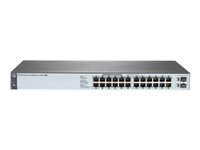 HPE 1820-24G-PoE+ (185W) - Switch - Administrerad - 12 x 10/100/1000 (PoE+) + 12 x 10/100/1000 + 2 x Fast Ethernet/Gigabit SFP - skrivbordsmodell, rackmonterbar, väggmonterbar - PoE+ (185 W) J9983A#ABB