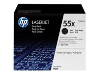 HP 55X - 2-pack - Lång livslängd - svart - original - LaserJet - tonerkassett (CE255XD) - för LaserJet Enterprise MFP M525; LaserJet Enterprise Flow MFP M525; LaserJet Managed MFP M525 CE255XD