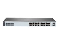 HPE 1820-24G - Switch - Administrerad - 24 x 10/100/1000 + 2 x Fast Ethernet/Gigabit SFP - skrivbordsmodell, rackmonterbar, väggmonterbar J9980A#ABB