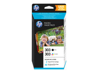HP 303 Photo Value Pack - Blank - 2-pack - 4 ml - svart, färg (cyan, magenta, gul) - bläckpatron/papperssats - för Envy Photo 62XX, Photo 71XX, Photo 78XX Z4B62EE