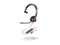 HP Poly Blackwire 3310 - Blackwire 3300 series - headset - på örat - kabelansluten - USB-C - svart - UC-certifierad 8X215AA