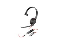 HP Poly Blackwire 5210 - Blackwire 5200 series - headset - på örat - kabelansluten - 3,5 mm kontakt, USB-C - svart - Certifierad för Microsoft-teams, Certifierad för Skype for Buisness, Cisco Jabber-certifierad, Avaya-certifierad, Works With Chromebook Certified, Zoomcertifierad, UC-certifierad 8X230A6
