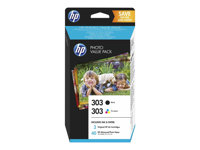 HP 303 Photo Value Pack - Blank - 2-pack - 4 ml - svart, färg (cyan, magenta, gul) - blister - bläckpatron/papperssats - för Envy Photo 62XX, Photo 71XX, Photo 78XX Z4B62EE#301