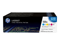 HP 125A Tri-pack - 3-pack - gul, cyan, magenta - original - LaserJet - tonerkassett (CE259AM) - för Color LaserJet CM1312 MFP, CM1312nfi MFP, CP1215, CP1515n, CP1518ni CF373AM