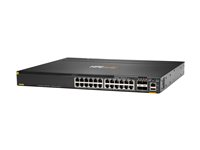 HPE Aruba 6300M - Switch - L3 - Administrerad - 24 x 10/100/1000 (PoE+) + 4 x 1 Gb/10 Gb/25 Gb/50 Gb SFP56 (upplänk/stapling) - framsidan och sida till baksidan - rackmonterbar - PoE+ (720 W) JL662A