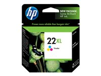 HP 22XL - 11 ml - Lång livslängd - färg (cyan, magenta, gul) - original - bläckpatron - för Deskjet F2185, F2187, F2224, F2288, F2290, F375, F4188, F4190, F4194; Officejet 56XX C9352CE#301